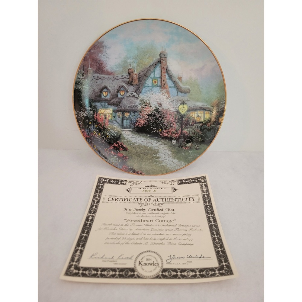 Vtg Thomas Kinkade Knowles Collector Plate Sweetheart Cottage Country 8in